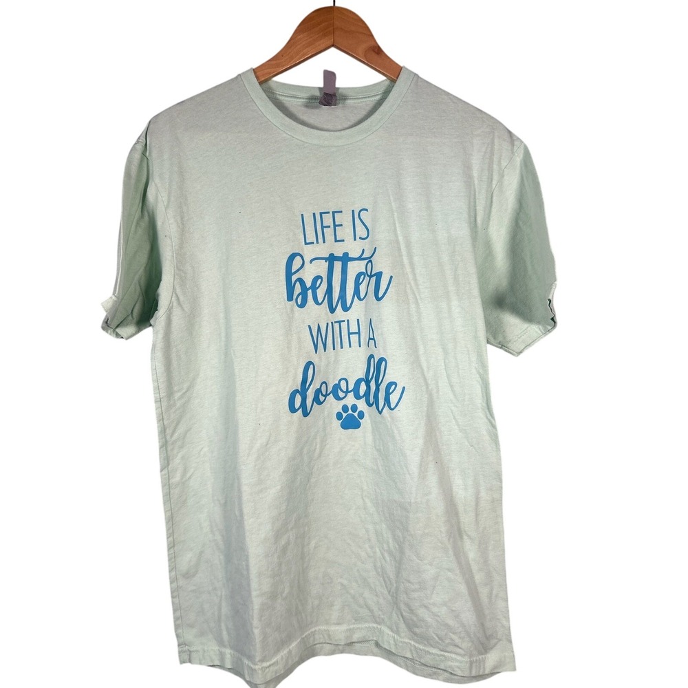 Life is Better with a Doodle Dog Paw‎ Print T Shirt Women's Large